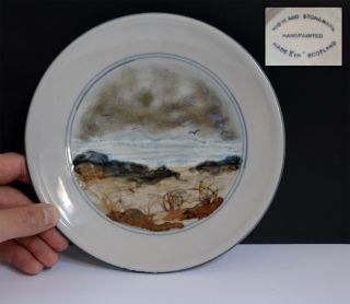 Vintage Highland Stoneware Hand Painted Plate With Landscape Scene.