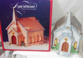 Vintage Lighted Ceramic Christmas Village House - Americana Church