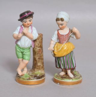 A Wonderful Pair Antique French Niderviller Porcelain Figures Of Children