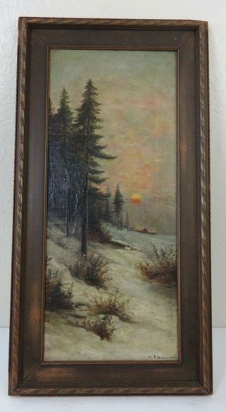 Early Antique Oil On Canvas Painting Signed M.  C.  Haywood Listed Pa.  Artist