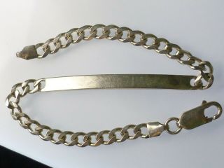 Vintage 925 Sterling Silver Bar Curb Link Chain Bracelet 8g 19cm