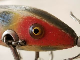 Vintage Heddon 0 Minnow 3 Hook Fishing Lure In Strawberry L Rig Lure