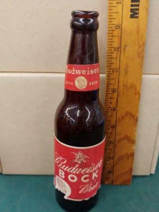 1940s Vintage Budweiser Bock Beer 12oz Longneck Bottle - -