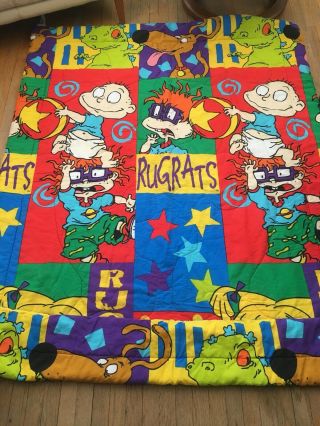 Vintage 1996 Rugrats Twin Size Bed Comforter 90’s Nickelodeon 83.  5” X 61”