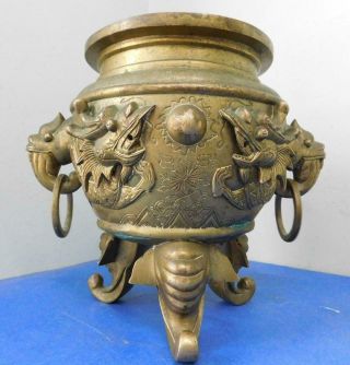 Magnificent Chinese Cast Bronze Censer Incense Burner Planter 1890s