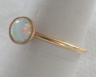 Handmade Vintage 14k Gold Filled Ring Size 6.  25 With 6mm White Fire Opal