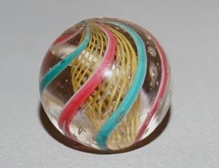Vintage Marbles Faceted Pontil Yellow Lattice Core J/u 11/16 - 17mm