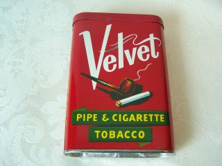 Velvet Pipe And Cigarette Smoking Tobacco Pocket Tin / Can - Red Color