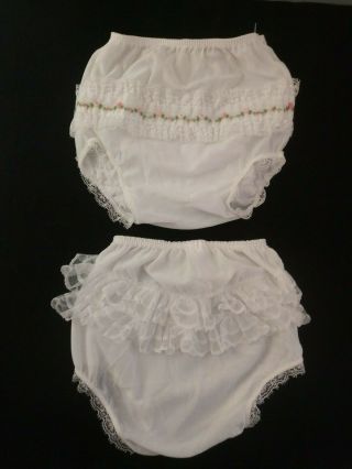 Vintage Alexis Baby Girls White Ruffled Lace Nylon Diaper Cover Panties Style