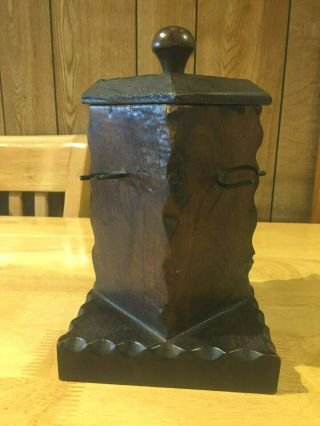 Wooden Vintage Smoking Pipe Rack / Stand / Rest & Tobacco Storage Pot