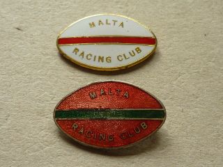 Two Vintage Horse Racing Racecourse Badges Malta Racing Club