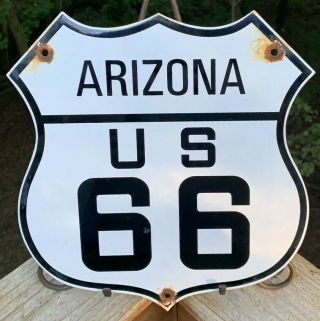 Vintage Arizona Az Route 66 Highway Porcelain Sign