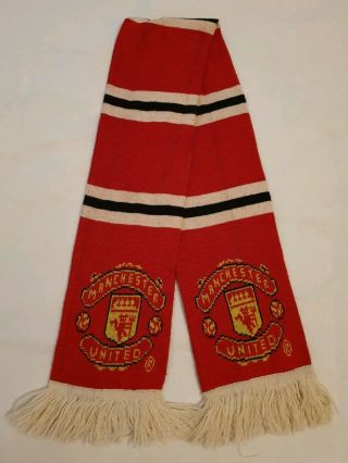 Vintage Manchester United Football Scarf Man Utd Red Foobtall Scarf 1990s