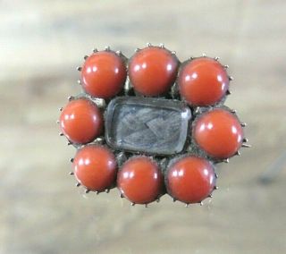 Antique Georgian Coral 9ct Gold Mourning Brooch Pin With Inscription Dated 1826