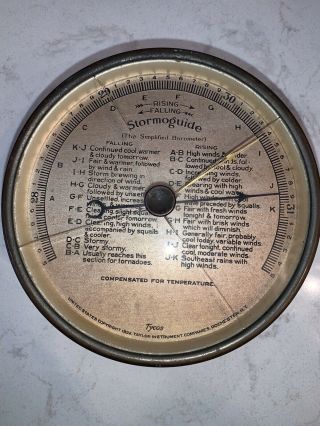 antique vintage STORMOGUIDE tycos 1922 Barometer brass taylor thermometer 2
