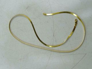 Vintage 14k Solid Yellow Gold Herringbone Necklace Chain 18 " Long Etched 1.  9g