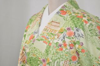 Vintage Silk Wedding Kimono:156cm Tall Chrysanthemum/ancient Royal Room@ky82