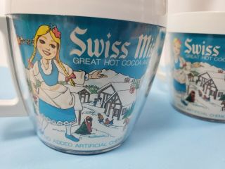2 white Vintage Swiss Miss Thermo Serv mugs.  Made in the USA. 2