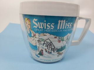 2 white Vintage Swiss Miss Thermo Serv mugs.  Made in the USA. 3
