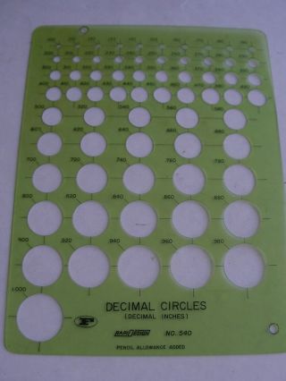 Vintage Rapidesign No.  540 Decimal Circles Template