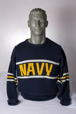 Vintage 80s Cliff Engle Navy Midshipmen Sweater Size Xl Extra Large