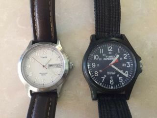 2 Vintage Timex Men Watch Indiglo Wr 50m (running Very Good)