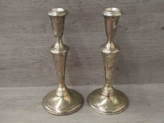 Vintage Empire Sterling Weighted 676 Candle Holders 9 " Tall