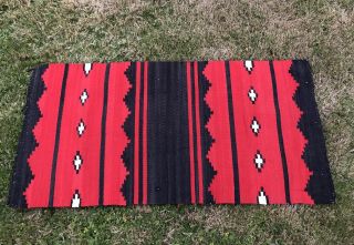 Vintage Antique Native American ? Mexican ?horse Blanket Rug,  Navajo 57 " X 29 "