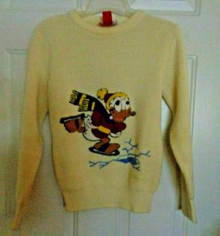 Vtg Donald Duck Winter Sweater Sz S American Characters Walt Disney Productions