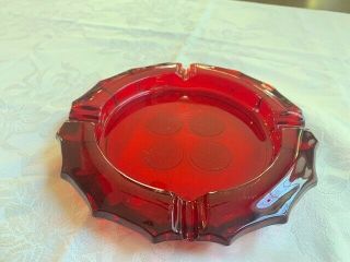 Vintage Ruby Red Fostoria Coin Glass Ashtray