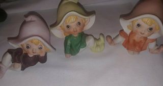 3 Vintage Homco Porcelain Pixie/elves Girls