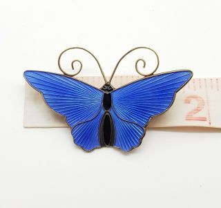 Vintage David Andersen Sterling Silver Blue Enamel Butterfly Brooch Pin Norway