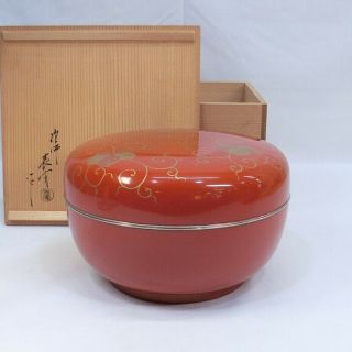 D086: Japanese Tea Thing Covered Bowl Of Lacquer Ware By Great Hyokan Kawase.