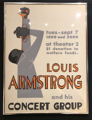 Louis Armstrong Vintage Jazz Poster 1954 Silkscreen By Norman Carlberg Illinois