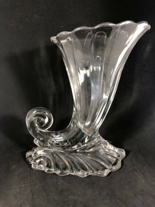 Vintage Heisey Glass 9” Horn Of Plenty Cornucopia Vase 1933 