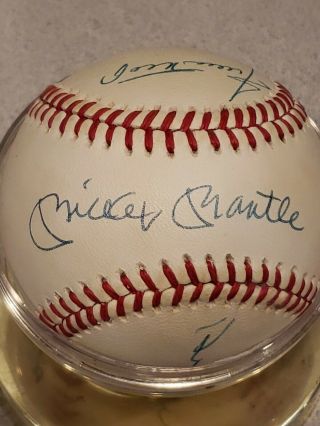 Mickey Mantle Autographed Baseball With Duke Snider And A 3rd Player