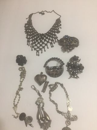 Vintage Unmarked Jewelry Silver Metal ? Wear & Scrap 174.  8