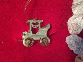 Old Model T Style Car Christmas Ornament Vintage Style Lt Weight Goldtone Metal