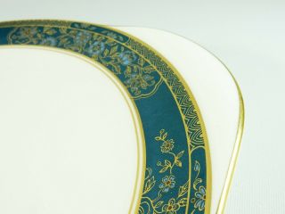 Vintage Royal Doulton Carlyle Cake Serving Plate Tray Blue Teal Gold H5018 China 2