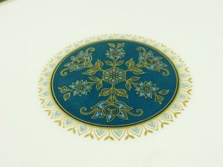 Vintage Royal Doulton Carlyle Cake Serving Plate Tray Blue Teal Gold H5018 China 3