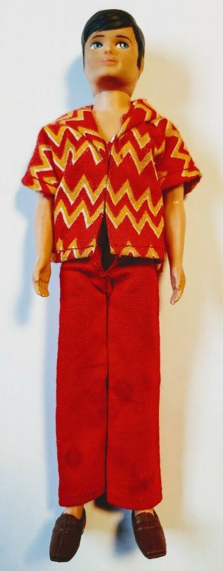 Vintage 1970 Topper Dawn Doll Friend " Gary " With Red Gold Outfit