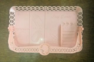 Rare Vintage Barbie By Susy Goose Pink Raised Lettering Vanity Notions Tray