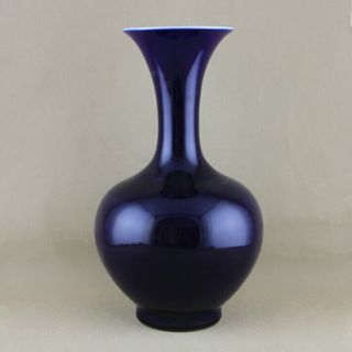 Chinese Ancient Antique Hand Make Blue Glaze Vase Qianlong Mark