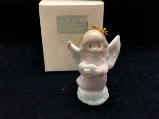 Vintage Avon Precious Moments October Birthday Angel Ornament