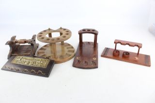 5 X Assorted Vintage Wooden Pipe Stands Inc.  Decorative