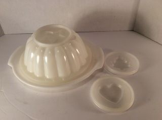 Vintage Tupperware 4c.  Jello Mold - 616 W/matching Serving Plate - 617 & 3 Inserts