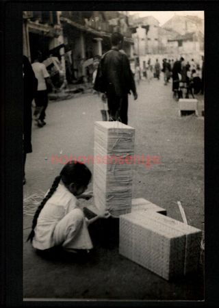 Singapore Chinese Girl Making Baskets Unique Vintage Real Photo Pc 1930 