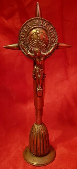 Ww1 Trench Art Cross Antique Brass Crucifix Made Soldiers Trench Shrine Prayer