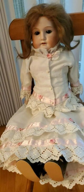 Antique 20″ German Mabel Doll Bisque Shoulder Head Kid Body Dressed