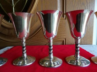 Vintage Silver Plated Wine Goblets 3 Spiral Twisted Stem Made In Spain
